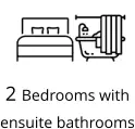 2 Bedrooms with ensuite bathrooms