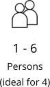 1 - 6 Persons (ideal for 4)